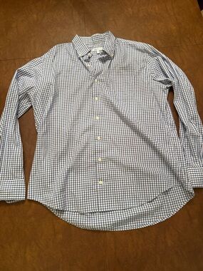 Peter Millar Never Worn Men's Blue, Orange and White Check Button-Down Shirt